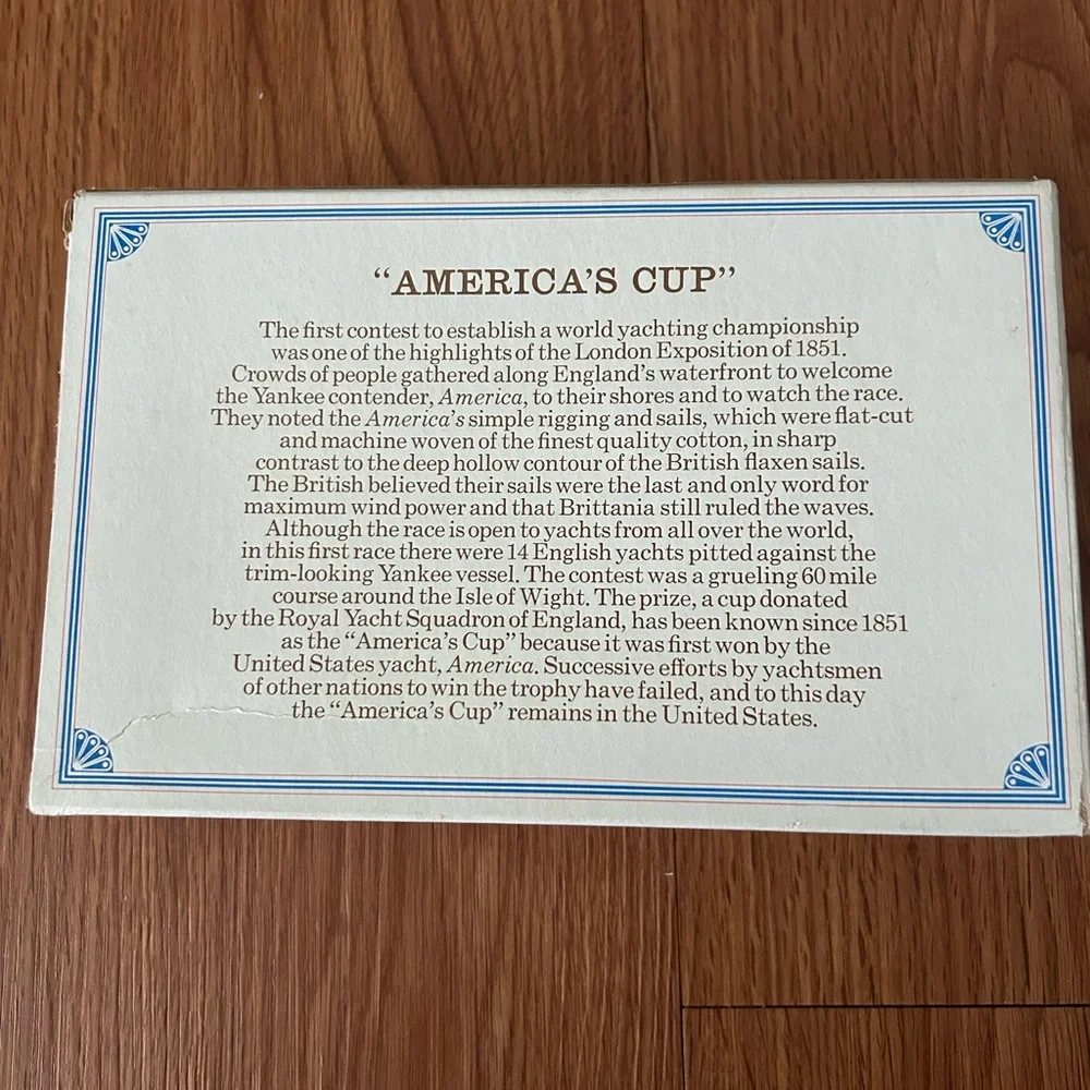 Avon America's Cup Commemorative Plaque with Blue Border